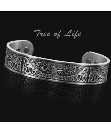 Mens Womens Copper Bracelet pewter coated Copper Bangle with 6 Magnets Adjustable Antique Silver (TLP)-Celtic Tree of Life (L: Wrist 19.5-22.5cm/7.7-8.8") - Buy Online on GoSupps.com