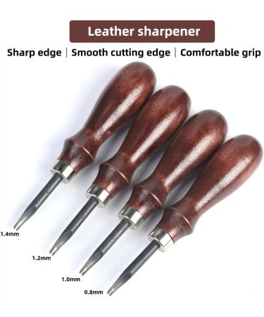 WUTA 4pc Leather Edge Bevelers Set - High Carbon Steel Skiving Tools for Keen Edge Cutting in Leathercraft (0.8mm+1mm+1.2mm+1.4mm) - Buy Online on GoSupps.com