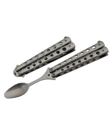 SZCO Supplies 9 Silver-Finished Butterfly-Open Styled Travel/Camping Spoon (211521-SL)