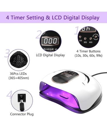 NoyoRo 168w Led Uv Nail Lamps Lcd Display With Uv Lamp Faster Nail Dryer Light With 4 Timers Auto Sensor For Quickly Cure Uv Led Gel Polish Professional Gel Nail Kits - Buy Online on GoSupps.com