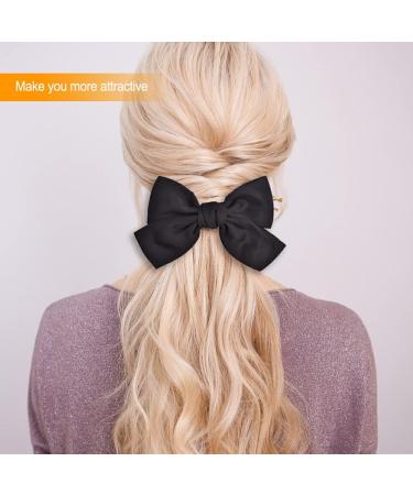 budiniao Large Hair Band Bow Knot Ornaments Multi-colored Snag Free Ponytail Holder for Bobby Pins Seamless Scrunchies for Girls Gift Black band - Buy Online on GoSupps.com