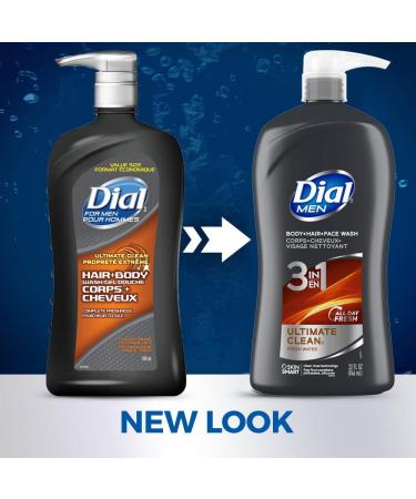 Dial Men 3in1 Body Hair & Face Wash - Ultimate Clean | 32 Fl Oz (Pack of 2) - International Shipping Available - Buy Online on GoSupps.com
