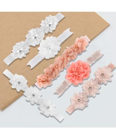 Baby Girl Flower Headbands - 6 Pack Hair Accessories for Newborns | Perfect for Parties Weddings & Baptism - Buy Online on GoSupps.com
