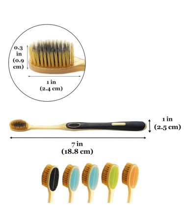 Synra Charcoal Toothbrush with Travel Case, Tongue Scraper & Soft Angled Bristles - 6 Pack - Buy Online on GoSupps.com