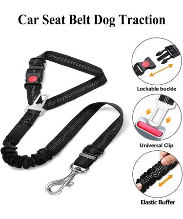 Dog Seat Belts for Car 2 Pcs Dog Tether with Elastic Bungee Buffer Adjustable Dog Car Seatbelts and Strong Leash Leads Accessories for Dogs Cats Pets Purple - Buy Online on GoSupps.com