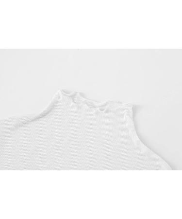 KLOTHO Lightweight Ruffle Mock Neck Top - Ribbed Lettuce Trim Soft Base Layer - A-white - Large/X-Large - Buy Online on GoSupps.com