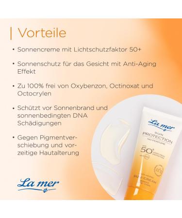  La Mer La mer Sun Cream SPF 50+ Anti-Ageing Sun Lotion for Face 50ml Light Weight Fast Absorbing Non-Greasy Vitamin E & Sea High School Extract - Buy Online on GoSupps.com