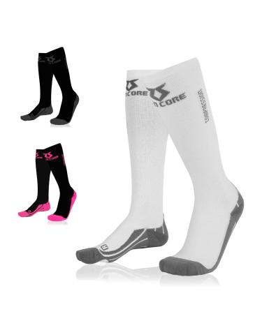 Zen Core Sports & Leisure Compression stockings for women perfect for jogging hiking traveling thrombosis socks helps with shin bone edge syndrome support stockings blood circulation regeneration 40-43 white