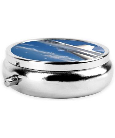 Flying Airplane Printed Mini Round Pill Box | 3 Compartment Travel Organizer | Portable Medicine Case for Home & Office - Buy Online on GoSupps.com