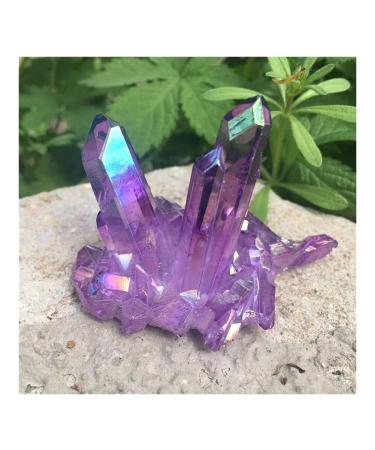 Crystal Natural Crystal Quartz Cluster Colourful Specimen Electroplating Coated Reiki Stone Home Decoration Craft 40-50g Crystal Cluster (Size : 2pcs)