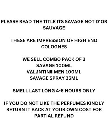 Savage and Valentine Milano Cologne for Men - Eau De Toilette Natural Spray 3.4 Fl Oz Each Pack of 3 Combo Set - Buy Online on GoSupps.com