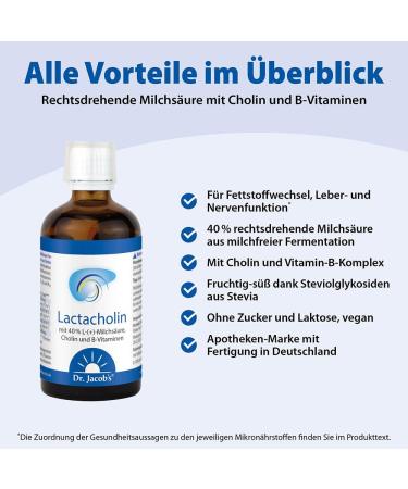 Dr. Jacobs Lactacholin 100 ml - Boost Metabolism Liver & Nerve Function | Sugar-Free Choline Citrate | 66 Servings - Buy Online on GoSupps.com