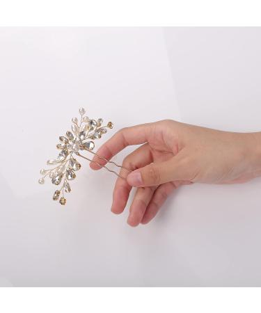 YERTTER 3pcs Gold Crystal Wedding Hair Pins Set - Rhinestone Clip for Bride, Bridesmaid, Flower Girl - Perfect for Updo, Bun, Prom, Party - Buy Online on GoSupps.com