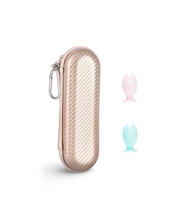 PhD Keisi Toothbrush Travel Case with 2 Head Cover Caps for Oral-B/Oral-B Pro/Philips Sonicare Electric Toothbrush Keeps Fresh and Clean Portable Waterproof Organizer Set Rose Gold Case and 2 Caps