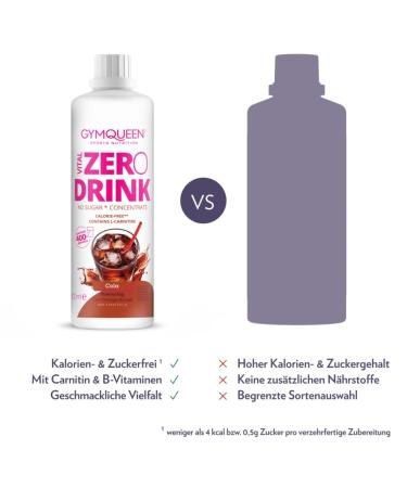 Buy Gymqueen Zero Drink Cola Cherry 1000ml - Low-Calorie Sugar-Free Beverage Concentrate with B-Vitamins & Carnitine | Refreshing Drink Syrup - Buy Online on GoSupps.com
