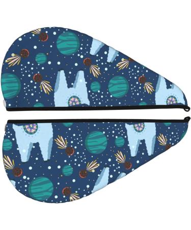 Alpaca Astronaut Microfiber Hair Towel Wrap - Super Absorbent Coral Velvet Quick Dry Cap for Long & Curly Hair | Ideal for Women - Buy Online on GoSupps.com