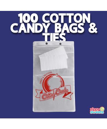 ZippySweets - Cotton Candy Bags with Twist Ties - 100 Pack Whimsical Design Printed Cotton Candy Design 11.5 x 18.5 Inches - Ideal Cotton Candy Packaging for Carnivals Events and Parties - Buy Online on GoSupps.com
