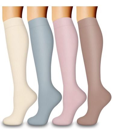 Laite Hebe 4 Pairs-Compression Socks for Women&Men Circulation-Best Support for Nurses,Running,Athletic Assorted18 Large-X-Large