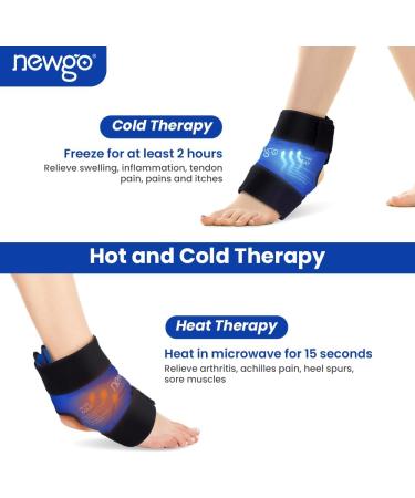 Newgo Fleece Cooling Pads for Ankle Pain Relief | Ice Cold Cooling Belt & Socks for Foot Injuries | Ankle Swelling & Sprains - Dark Blue & Black - Buy Online on GoSupps.com