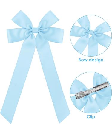 WLLHYF 2PCS Silky Satin Hair Bows Hair Clip French Hair Ribbon Ponytail Holder Metal Slides Barrette Alligator Clips Big Long-tail Aesthetic Hair Accessories for Women Girls(Blue) - Buy Online on GoSupps.com
