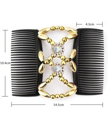 Kytpyi Beaded Hair Comb Slides - 3 PCS Double Sided Clips for Women & Girls | Elastic Magic Combs for DIY Hair Styling & Accessories - Buy Online on GoSupps.com