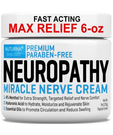 Neuropathy Nerve Relief Cream - Premium Nerve Cream 3X Action for Targeted Relief and Soothing Nerve Comfort - Maximum Strength with 4% Menthol MSM for Feet Hands Legs Toes & Back - Extra Large 6 Oz