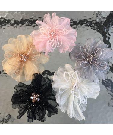 Handmade Flower Patch Yarn Beaded Applique - Ch Champagne C for Wedding Dress Suit Decoration - Buy Online on GoSupps.com