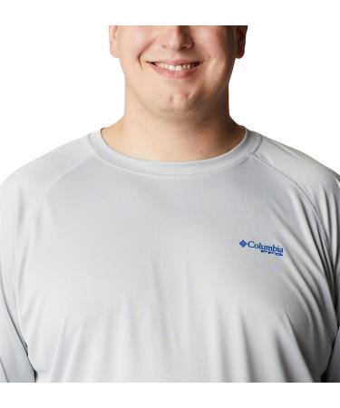 Columbia Men's Terminal Tackle Long Sleeve Shirt - Cool Grey/Vivid Blue - Large - Buy Online on GoSupps.com