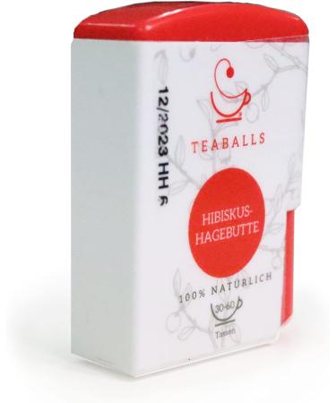 TEABALLS - Fruit tea hibiscus rose hip (1 x 6 g) | 150 tea balls | for approx. 30-60 cups of tea | 100% pure plant extract | known from: Das Ding des Jahrre - Buy Online on GoSupps.com