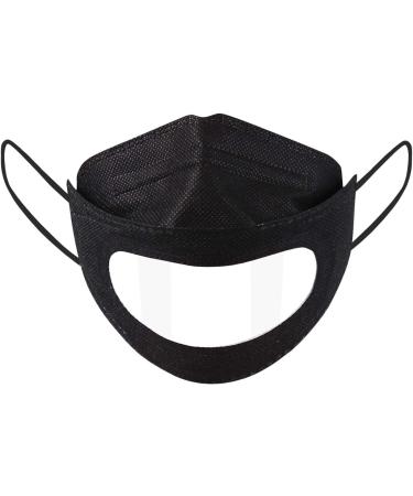 Wangely 10-Pack Adult Disposable Mouth Protection with Transparent Window | 4-Layer High Filtration | Breathable Anti-Fog Mask for Deaf/Hard of Hearing | Black - Buy Online on GoSupps.com