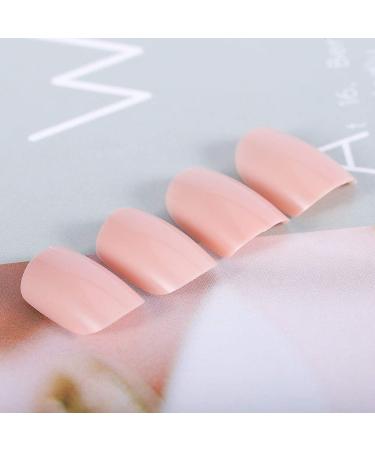 Brishow Pink Short False Nails - 24pcs Natural Acrylic Stick-On Full Cover for Women & Girls | International Shipping - Buy Online on GoSupps.com