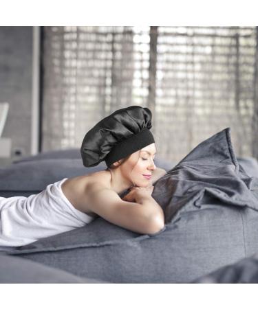 COHEALI Adjustable Reversible Sleep Hat Hair Bonnet for Long Hair - Black 56-58cm - Buy Online on GoSupps.com
