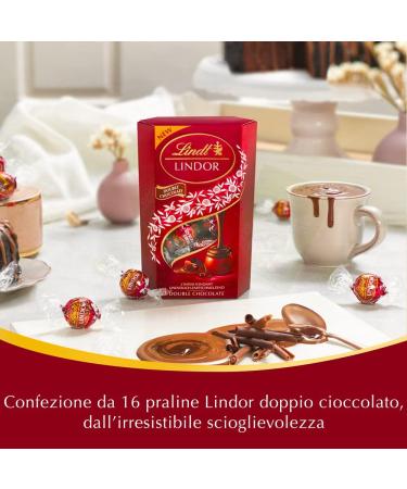 Lindt Lindor Double chocolat Praline au chocolat au lait avec remplissage fondant 16 chocolats paquet de 200 g Chocolat 200g - Buy Online on GoSupps.com