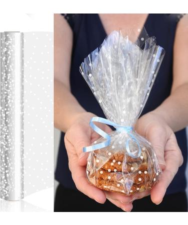 HFHSY (118 ft x 34 in Clear Cellophane Wrap Roll Irregular White Dot Cellophane Roll 3 Mil Clear Wrap Cellophane Bags Wrap Roll  Cellophane Roll  Cellophane Wrap for Gifts  Baskets  Flowers - Buy Online on GoSupps.com