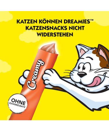 Dreamies Creamy Chicken Cat Treats - 44 Portions of Delicious Snacks | 11 Pack (40g) - Buy Online on GoSupps.com