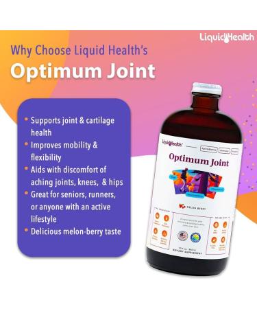 LIQUIDHEALTH Optimum Joint Support Supplement with Glucosamine Chondroitin MSM Hyaluronic Acid - Triple Strength Liquid Vitamins Gluten-Free Dairy-Free Soy-Free Joint Juice Made in USA (32 oz) Melon Berry 32 Fl Oz (P  - Buy Online on GoSupps.com