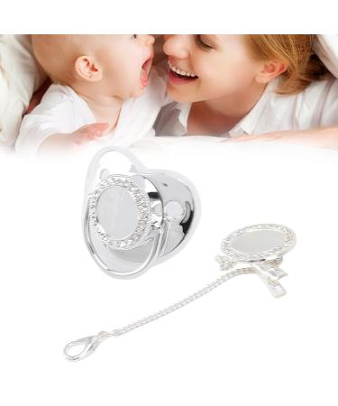 Premium Silicone Pacifier Set & Rhinestone Pacifier Chain for Babies (6-18 Months) | BPA-Free Gift in Silver - Buy Online on GoSupps.com
