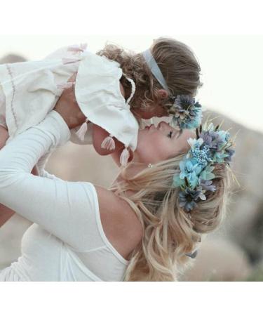 Ever Fairy Flower Wreath Crown Set | Blue Flower Garland Headband & Wristband for Women & Girls - Perfect for Weddings - Buy Online on GoSupps.com