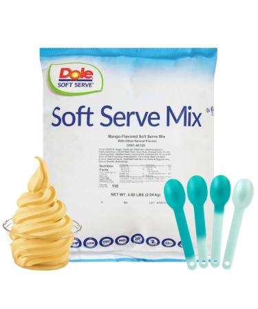 ZippySweets - Soft Serve Ice Cream Machine Mix Mango Flavour Soft Serve Mix 4.5 Pound Bag Comes with 4 Colour Changing Spoons Ideal for Any Ice Cream Machine