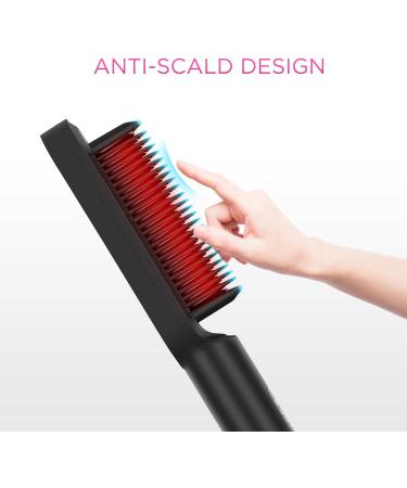 Prizm Hair Straightener Brush - Fast Heating Negative Ions Anti-Scald Design 4 Temp Settings Dual Voltage - Perfect Gift for Women - Buy Online on GoSupps.com
