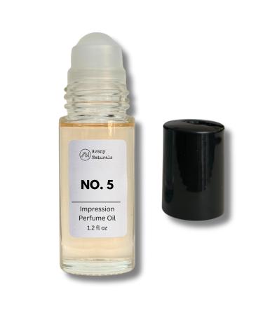 Body Oils for Women - Bigger & Better Roll on Perfume Samples Alt Fragrances for Women Long Lasting Oil Based Cologne Perfumed & Scented Aroma for Skin 1.2 Fl Oz (No5-Type)