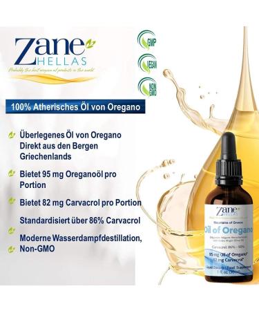 Zane Hellas 50% Oregano Oil - Premium Greek Essential Oil with 86% Carvacrol | 30 ml - Best Oregano Oil Worldwide - Buy Online on GoSupps.com