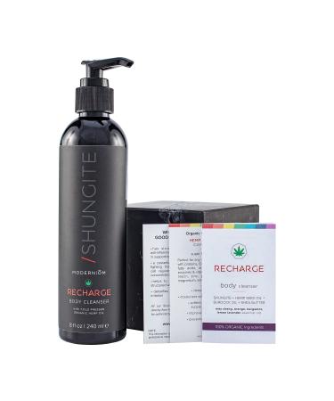 Organic M Shungite Recharge Body Wash with Hemp Seed Oil | Antibacterial Cleanser for Face, Hands & Body | Vegan & Non GMO | Handmade in USA - Buy Online on GoSupps.com