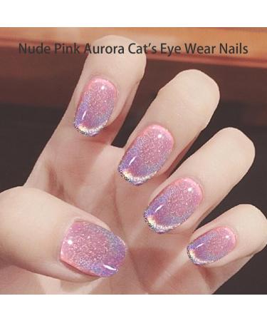 TQUXNGA Naked False Nails Detachable Press On Nail Cats Eye False Nails Full Cover Stick On Nail for Women and Girls - Buy Online on GoSupps.com