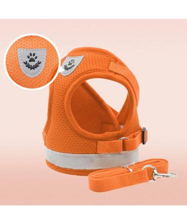 Meioro Dog Harness with Leash - Reflective Soft Padded Adjustable Vest for Small & Medium Dogs and Cats - Black & Orange M (Breast: 35-40cm) - International Shipping - Buy Online on GoSupps.com