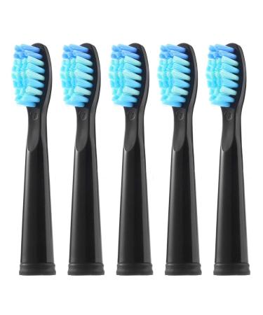 KOPBTBOY Toothbrush Replacement Heads Compatible with FW ,Toothbrush Heads Compatible with FW507/508/551/515/917/ 959/2011,FW-D1/D3/D7/D8 5pc Medium Soft Black 5pc Soft Brush Black
