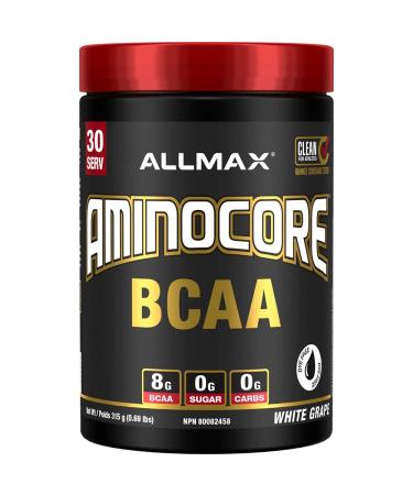 ALLMAX Nutrition Aminocore Bcaa - 8g Bcaas - 100% Pure Branch Chained Amino Acids - Gluten Free 315 gram White Grape White Grape 30 Servings (Pack of 1) 8g Bcaas