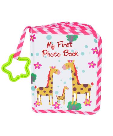 VNOM Baby Photo Album Soft Cloth Photo Book First Year Memory Album Shower Gift for Babies Newborns Toddlers & Kids,Holds 4x6 Inch Photos. (Pink)