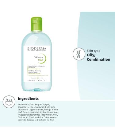 Bioderma Sebium H2O 500ml - Gentle Micellar Water for Oily Skin (Pack of 1) - Buy Online on GoSupps.com