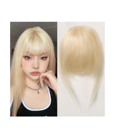 Bangs Hair Clip Clip in Bangs Remy Human Hair Wispy Bang Extention Fringe with Temples Blonde Glonde Hairpiece for Women Clip on Air Bang 4.5in Bangs Clip in Hair(Color:HLH1004-5)